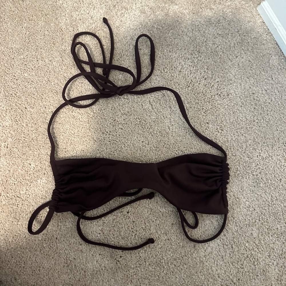 LAHANA espresso / dark brown chocolate bikini halter top. Size small